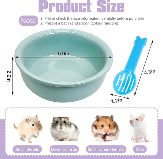 kathson Hamster Sand Bath Box Ceramic Small Animals Shower Bathtub Gerbil Litter Box Mice Bathroom Syrian Hamster Digging Sand Container Cage Accessories for Lemmings (Blue)