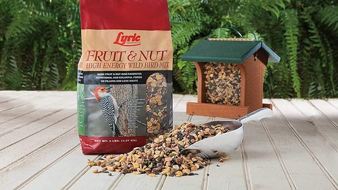 Lyric Fruit and Nut Wild Bird Seed - High Energy Wild Bird Food Mix - Attracts Woodpeckers, Chickadees & Other Songbirds -20 lb. Bag