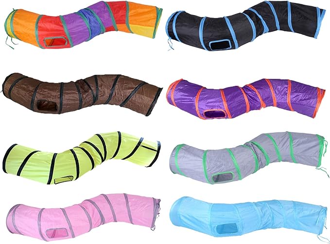 iCAGY Cat Tunnel for Indoor Cats Interactive, Rabbit Tunnel Toys, Pet Toys Play Tunnels for Cats Kittens Rabbits Puppies Crinkle Pop Up Black 47" Shape S