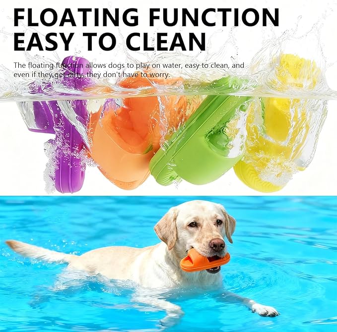 MECOOL Squeaky Slipper Dog Toy - Chew Toys for Aggressive Chewers, Durable Rubber Chew Toy for Dental Cleaning & Boredom Relief, for Small Medium Dogs, Orange