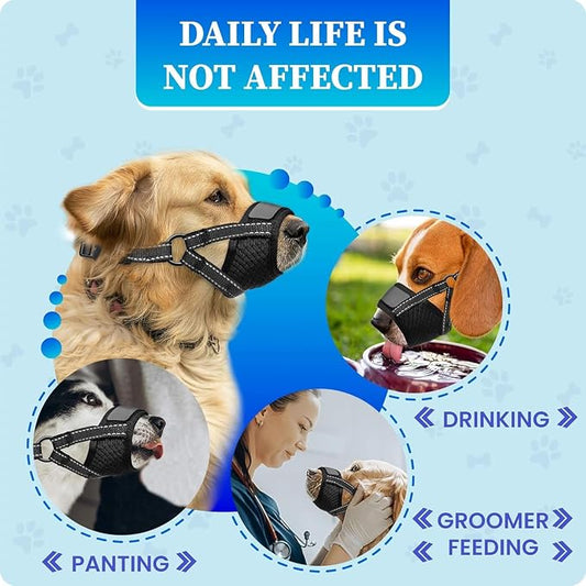 Dog Muzzle Medium Sized Dogs - Soft Muzzle for Medium Sized Dog with Air Mesh | Adjustable Dogs Muzzles to Stop Biting Barking and Chewing that Allows Panting Drinking | Perfect for Small to Large