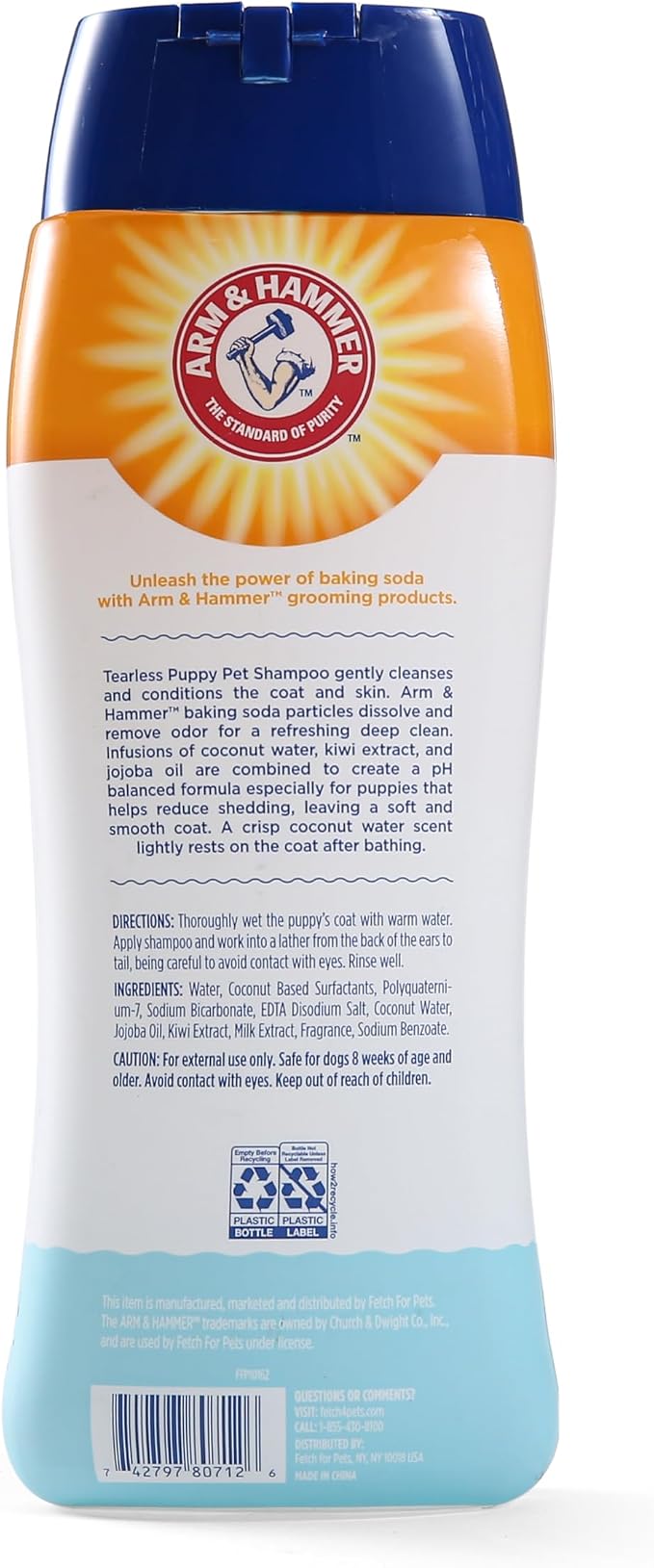 Arm & Hammer for Pets Tearless Puppy Shampoo, Gentle Tearless Formula for Puppies and Dogs, Baking Soda Odor Control, Coconut Water Scent, pH Balanced, 20 Fl Oz - 6 Pack