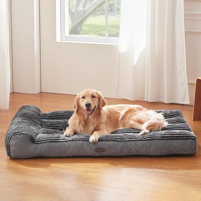 Dog Beds for Extra Large Dogs Breeds,Sofa Dog Bed with Pillow for Crate Kennel, Super Soft Pet Bed for Support Bolster, Comfortable Pet Couch Bed & Non-Slip Bottom