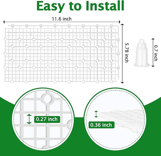 8pcs Aquarium Fish Tank Divider Filter Bottom with Bracket, Plastic Egg Crate Grid (11.6X5.7inch) for Fish Tank Separation, Bottom Filtration & DIY Aquascaping (White, 48 Brackets)