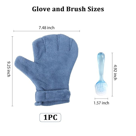 1 Pcs Hamster Bite Proof Glove and Grooming Brush Set, Adjustable Hamster Glove, Lid Soft Cleansing Brush Massage Combs, Guinea Pig Brush, Hamster Care Set for Hamsters, Ferrets, Hedgehogs (Blue)