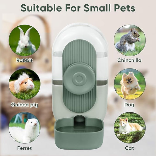 Lemtrflo 28oz Hanging Automatic Water Dispenser,Rabbit Water Bottle,Bunny Guinea Pig Ferret Water Bowl for Cage,Suitable for Small Animal Puppies(Cage Grid Spacing Over 1.2'') (Green)