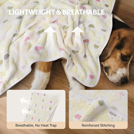 LINENLUX 1 Pack 3 Blankets Super Soft Fluffy Premium Fleece Dog Blankets for Puppy Cat Pet Blanket Flannel Throw Warm Sleep Elephant Pattern-3pcs 60x40 inch