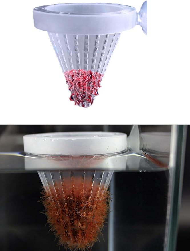 4PCS Aquarium Nematode Feeder, which Comes with Suction Cups for, and Aquarium Live Red Worm Feeding Cone Cups