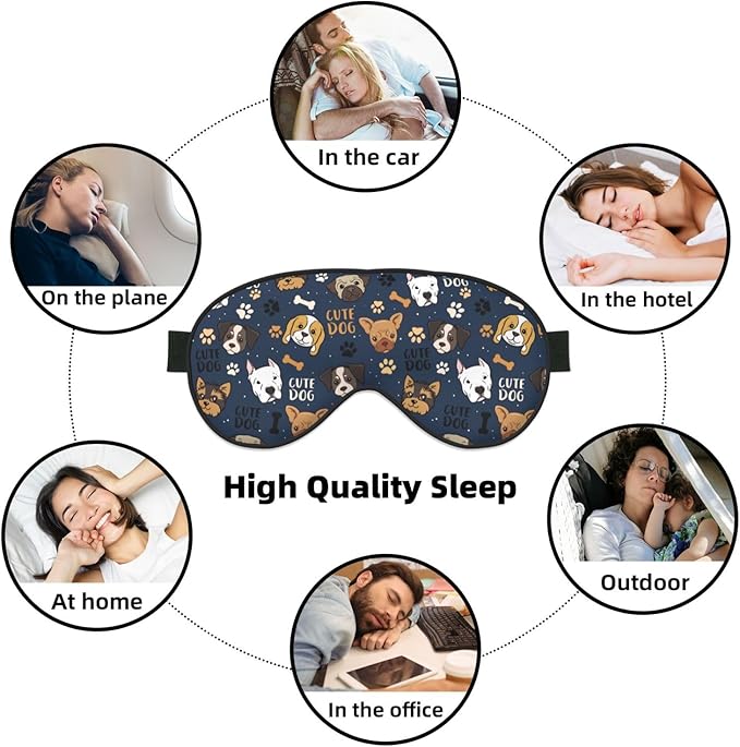 Cute Dog Sleep Mask Breathable Soft Eye Mask for Sleep for Women Men Lightweight Eye Cover for Travel, Night Work, Nap, Office