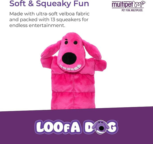 Multipet Original Loofa Dog Plush Toy Mat - Squeaky Toys for All Dogs - Extra Soft Plush - Stuffed Animal Dog Toys for Playing (1 Count, 12”, Random Color Surprise)