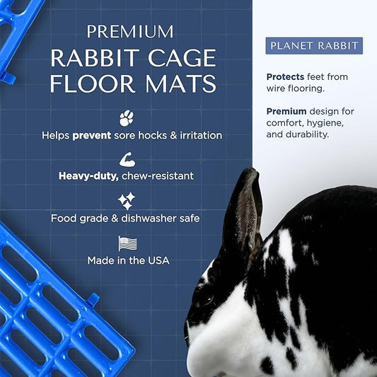 Premium Rabbit Cage Mats (Gray, 12 Pack) | Heavy Duty ABS Wire Floor Protectors | Prevent Sore Hocks & Feet for Bunnies | 15x10 in Floor Mat | Chew Resistant, Dishwasher Safe