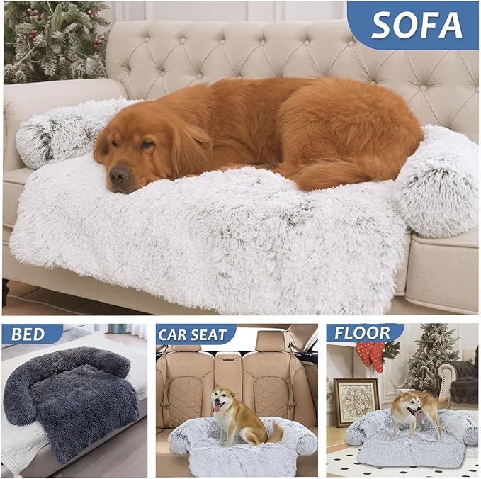 Tinaco Calming Dogs/Cats Bed Mats, Dog Pad Washable Removable Couch Cover, Plush Long Fur Mat for Pets, Waterproof Lining, Perfect for Small, Medium and Large Dogs and Cats (Navy Blue, 59"x39")