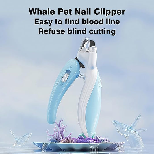 Cat & Dog Nail Clippers with LED Light, Illuminates Nail Bloodline to Prevent Overcutting, Pet Nail Trimmer with Safety Guard & Built-in Nail Catcher for Dog Cat Rabbit Small Animals(Blue)
