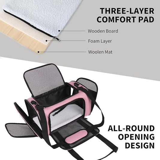 Cat Carriers Soft-Sided,Pet Carrier for Small Cats Dogs Puppies up to 1-15 LBS,TSA Airline Approved, (Medium,Pink)