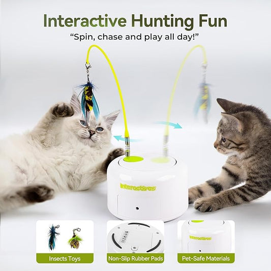 ALL FOR PAWS Interactive Cat Toys, Motion Activated Feather Cat Toy, Automatic Fluttering Bug Enrichment Toy for Kittens, Includes One Insect Replacement