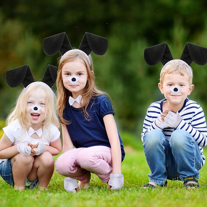 Syhood Puppy Dog Costume Set Ears Headband Bowtie Nose Tail Paw Gloves Accessories for Carnival