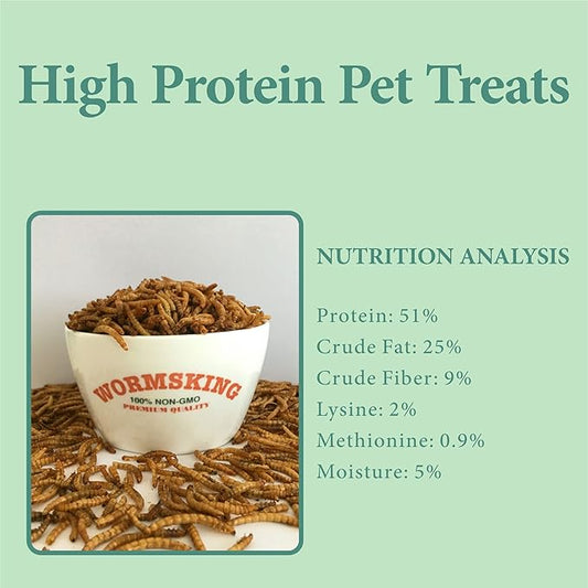 WORMSKING 2LB Dried Mealworms for Poultry, Wild Birds,Tasty Bird Food,Great Bird Watching Gift