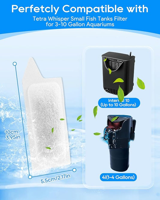 Replacement Small Size Cartridges Compatible with Tetra Whisper Small Fish Tanks Filter; Small Fish Filter Cartridges S Size for Aquarium Kits 3-10 Gallons Fish Tank, 6 Pack