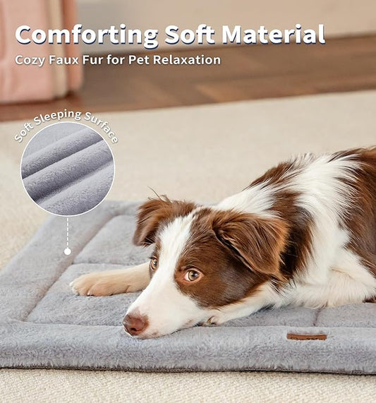 MADE 4 PETS Dog Crate Pad Bed for Medium Dogs, Washable & Reversible, Anti-Slip Kennel Mat for Cozy Sleeping, Soft Fluffy Dog Bed for Indoor & Outdoor Use, 29"x21", Gray