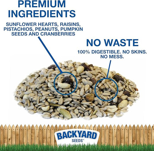 Backyard Seeds Fruit Frenzy No-Waste Bird Seed Mix 5lbs - Premium Blend with Pumpkin Seeds, Cranberries & Pistachios, Small Bag of Wild Bird Food
