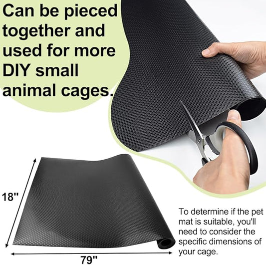 Washable Guinea Pig Bedding Cage Liner Waterproof Rabbit Bedding, Easily Cut to Suit Cage and Reusable Pads for Guinea Pigs, Rabbits, Hamsters, Gerbils, and Chinchillas,18"×79",1pcs, Black Mat