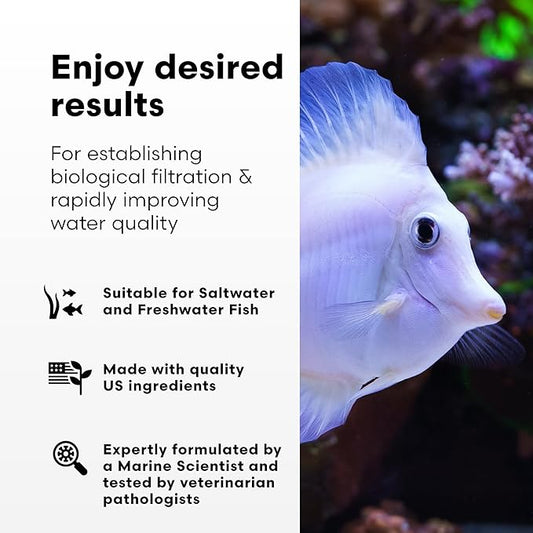 Brightwell Aquatics MicroBacter7 Complete Bioculture for Fish Tank or Aquarium - Populates Biological Filter Media for Saltwater and Freshwater Fish - Aquarium Water Treatments, 33.8 fl oz