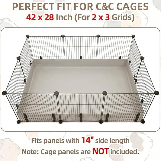Guinea Pig Cage Liner for 2x3 Grid C&C Cage, 42" x 28" 600D Oxford Bottom Tarp with 4" Raised Sides, Washable Cage Base for Guinea Pigs, Rabbits and Small Animals