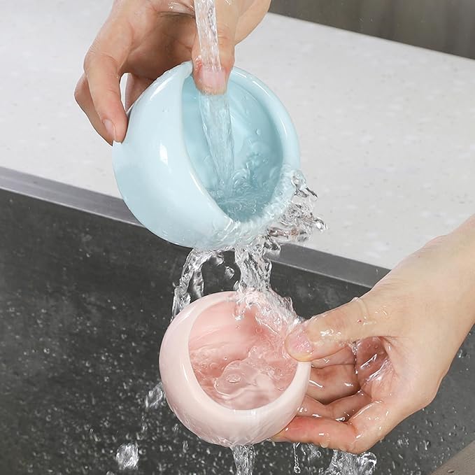 VanEnjoy 2 Pack Small Hamster Food Bowl Ceramic Guinea Pig Food Dish No Spill Hamster Food and Water Bowl Small Animal Food Bowl - Pink and Blue