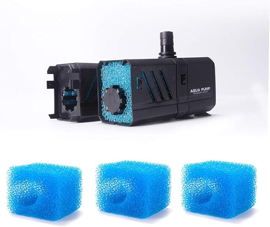 Insputer Submersible Water Pump Filter Aquarium Air Pump with 2 Section Filters for Fish Tank Turtle Tank Pond Saltwater Freshwater (3pcs Filter Replacement)