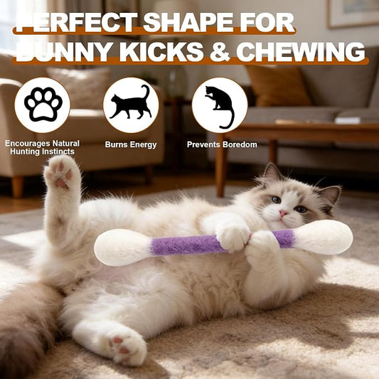 Cute Giant Qtip Cat Toy with Catnip - 6 Pack | Durable for Chew, Interactive Cat Chew Toys for Boredom Relief & Play | Filled w/Organic Catnip for Anxiety & as Digestive Aid | Perfect Kitten Gift