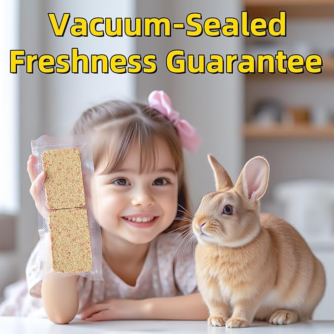 20 Pcs Rabbit Chew Toys 2 in 1 Bunny Treats Timothy Hay Chips with Apple Carrot Herbal Flowers Snack for Guinea Pig Chinchilla Hamster Teeth Grinding Dental Care Small Animal Food