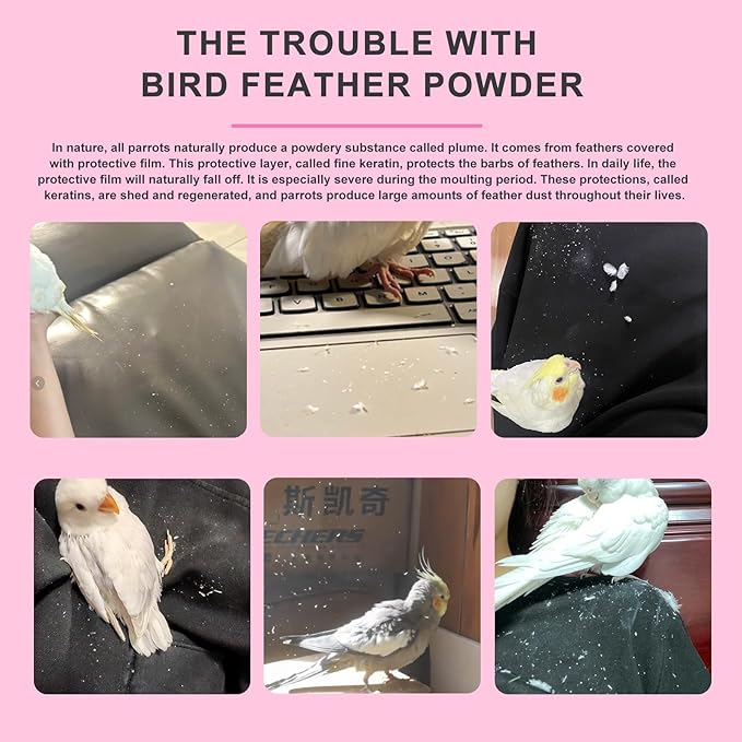 Bird Dust Vacuum,Acuum Cleaners for Pet Birds Feathers,Adjustable Wind Speed,Bird Cage Accessories for Conure Cockatiel Budgies Lovebird Parrotlet. (Pink)