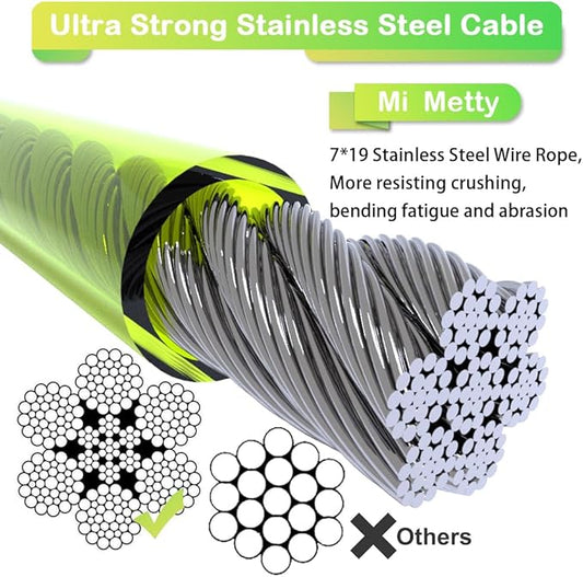 Tie Out Cable for Dogs,10/20/30/50/100FT Dog Leads for Yard Chew Proof,Heavy Duty Tie Out Cable for Large Dogs Up to 125lbs,Dog Runner Tether (Green, 125Ibs 150ft)