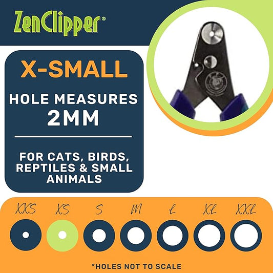 Zen Clipper Pet Nail Clipper for Cats – Cat Nail Clipper for Safer Cat Grooming and Nail Care - Clean, Quiet, and Easy-to-Use Stainless Steel Cat Claw Trimmer - (2mm Hole)