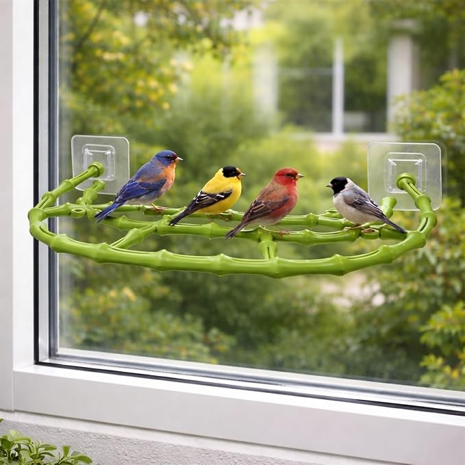 CPLIKE Faux Bamboo Perch Extender Compatible with Bird Buddy Smart Bird Feeder, Durable ABS Extension Platform with DIY Expansion Holes & Screws for Full-Body Photos, 9.2"x4.3"