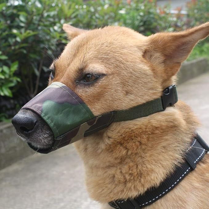 Dog Muzzles Suit, 7 PCS Adjustable Breathable Safety Small Medium Large Extra Dog Muzzles for Anti-Biting Anti-Barking Anti-Chewing Safety Protection (Camouflage)