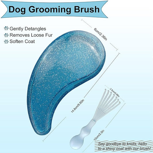 Gentle Grooming Puppy Brush with Gift Box , Fit for Small Dog , Yorkie, Shih Tzu, Maltipoo, Maltese and Pomeranian ,Toy Poodle Accessories, Soft Bristle (Glitter Blue)