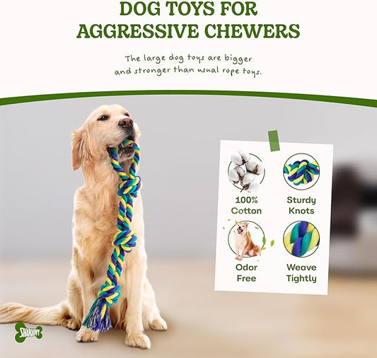 SHARLOVY Dog Rope Toy for Medium Dogs, 2 Pack Heavy Duty Dog Chew Toys for Aggressive Chewers, Interactive Tug of War Dog Toys for Medium to Large Breed
