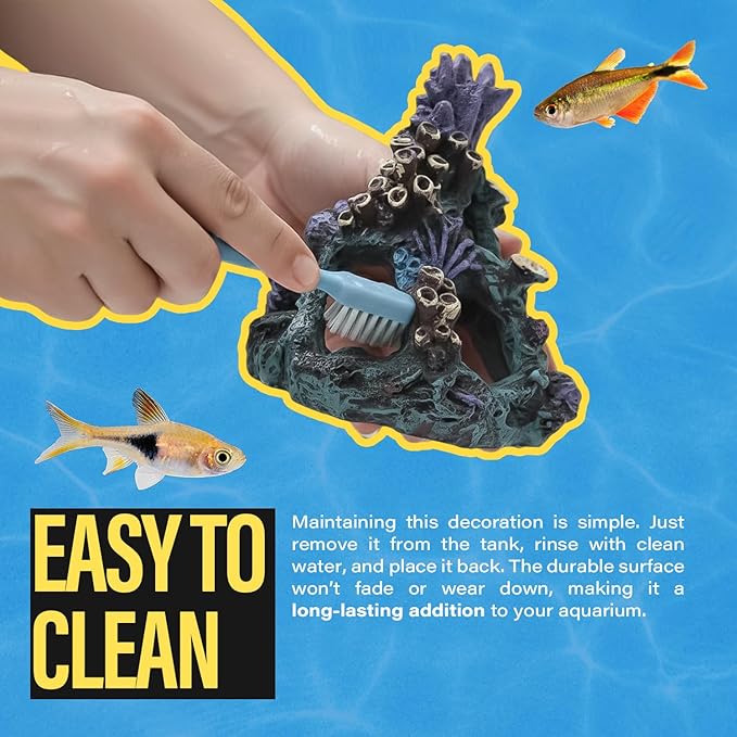 Coral Reef Aquarium Decoration 5.9" – Colorful Resin Fish Tank Ornament with Multiple Hiding Spots, Safe Shelter for Small and Medium Aquariums, Stress-Relief Underwater Decor, Easy to Clean
