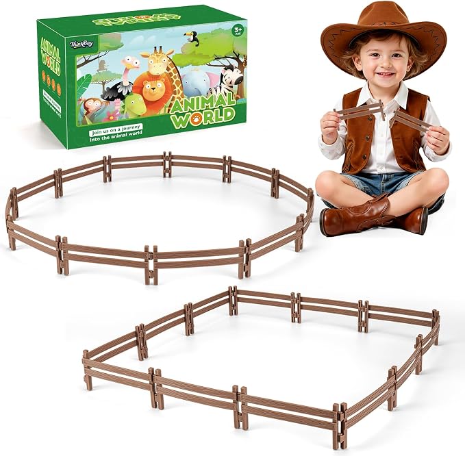 24PCS Farm Ranch Animal Fence Corral Toys for Kids Age 3-5 5-7 4-8 Years Olds Boys Girls, Educational Farm Animal Cake Toppers for Toddlers 3 4 5 6 7 8 9 10
