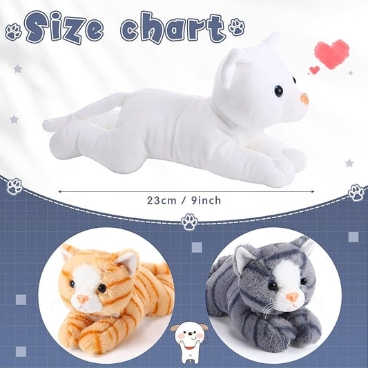 3 Pcs 9 Inch Cat Stuffed Animal Plush Gift Baby Shower Party Favors Cute Kitten Plush Toys Small Cat Stuffed Animal Soft Sleeping Supplies for Boys Girls Toddlers Birthday(Regular Style)