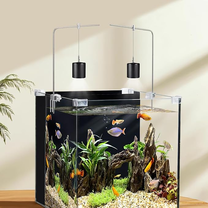 iplusmile Fish Tank Light Stand Kit, Aquarium Lighting Holder, Fish Tank Accessory, Adjustable Fish Tank Light Rack, for Aquatic High LED Light Lamp Light Hanging Bracket Rimless Tank