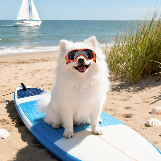 Dog Goggles Small Breed, XS Dog Sunglasses Chihuahua Glasses Anti-UV Eyes Protection for XSmall Pets Tiny Dogs Cats, Orange XS
