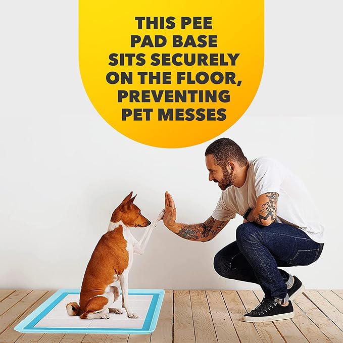 TidyFriend 2 Pack Dog Pee Pad Holder Tray - Fits Up to 24” x 24” Pee Pad Holder for Dogs - Stable Grip, Raised Edges, Quick-Wipe Silicone Surface Dog Pad Holder for Indoor (Sky Blue)