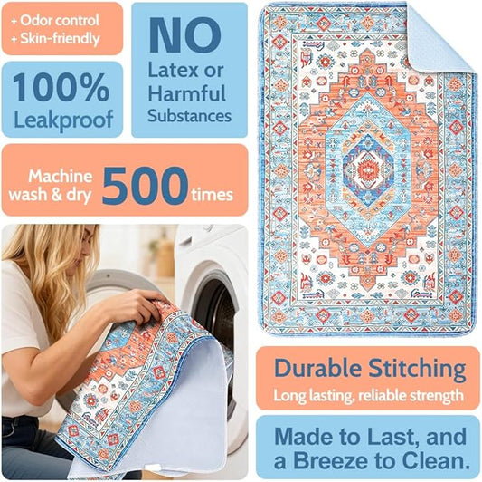 Washable Pee Pads for Dogs 2 Pack Reusable Puppy Training Pads 24"x18" Super Absorbent Waterproof Dog Training Pads, Non-Slip Potty Pads Whelping Pads Litter Mat Pet Supplies - Orange/Mix