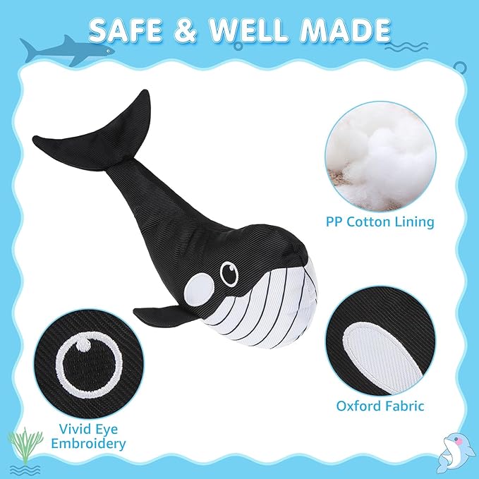 SCENEREAL Dog Water Toy for Medium Small Dogs- 2 Pack Floating Dog Toys Squeaky Toys for Pool Fetch, Whale & Watermelon Shape Durable Pet Chew Toy Summer Outdoor Interactive Play