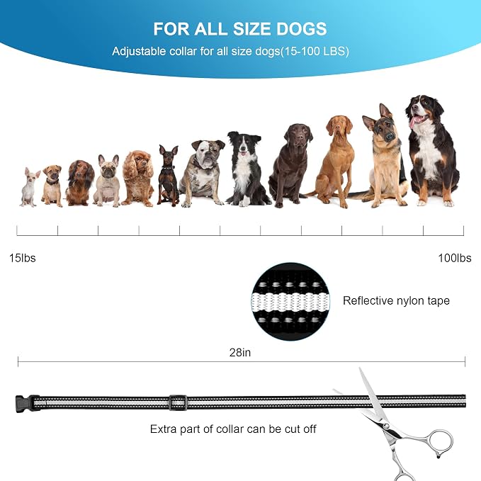 Dog Bark Collar,Bark Collar with Adjustable Sensitivity for Large Medium Small Dogs,Smart Bark Collar Anti False Trigger,Rechargeable Anti Barking Collar with Beep Vibration and Optional Shock