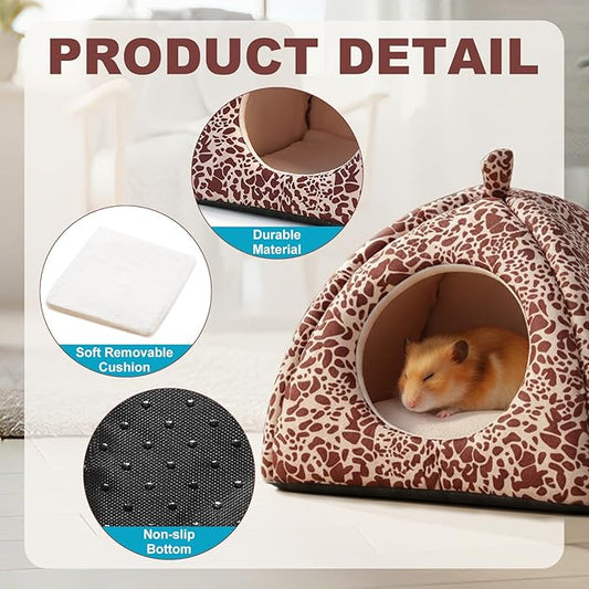 Guinea Pig Bed Rabbit Hideout Warm Fleece Cuddle Cup Washable Sleeping House for Small Animals Pet/Ferret/Chinchilla/Bunny (Red Spots)