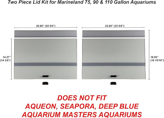 H2Pro Glass Canopy Aquarium Lid for Fresh & Saltwater Fish Tanks (M48GT for Marineland 75/90 / 110 Gallon Aquariums)