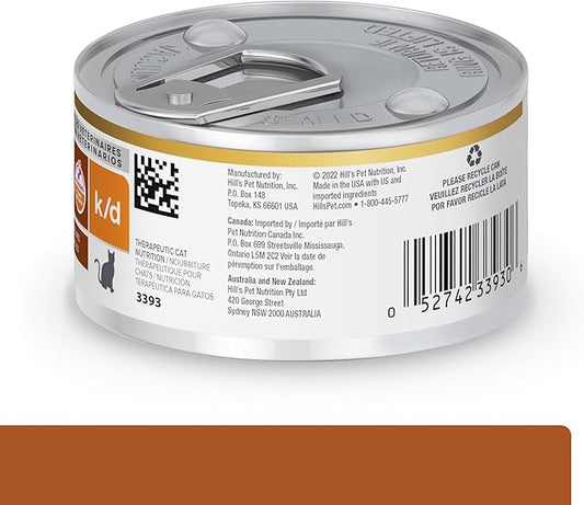 Hill's Prescription Diet k/d Kidney Care Wet Cat Food, Chicken & Vegetable Stew, 2.9 oz. Cans, 24-Pack